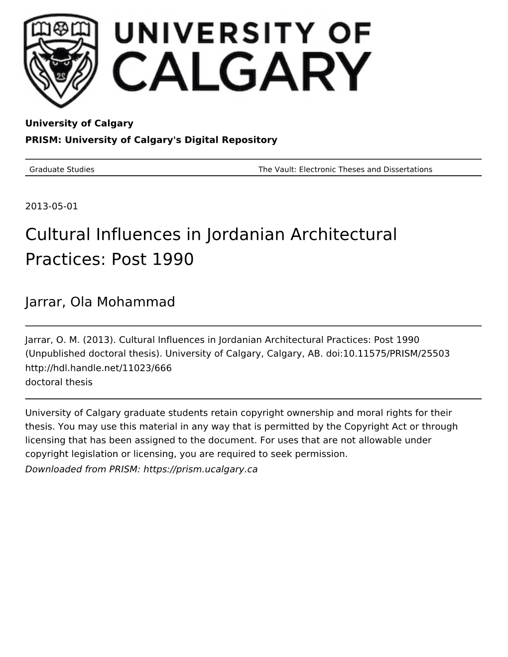 Cultural Influences in Jordanian Architectural Practices: Post 1990
