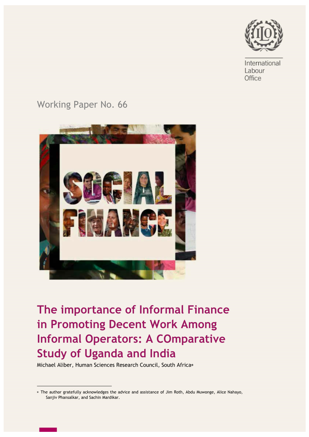 The Importance of Informal Finance in Promoting Decent Work Among