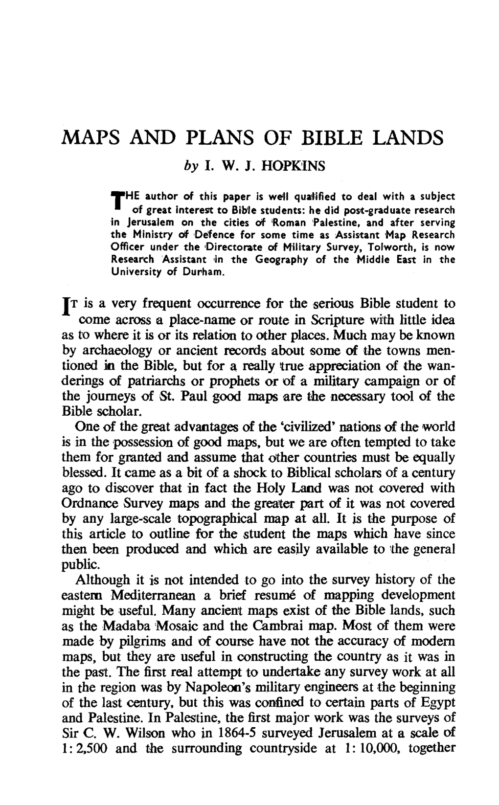 MAPS and PLANS of BIBLE LANDS by I