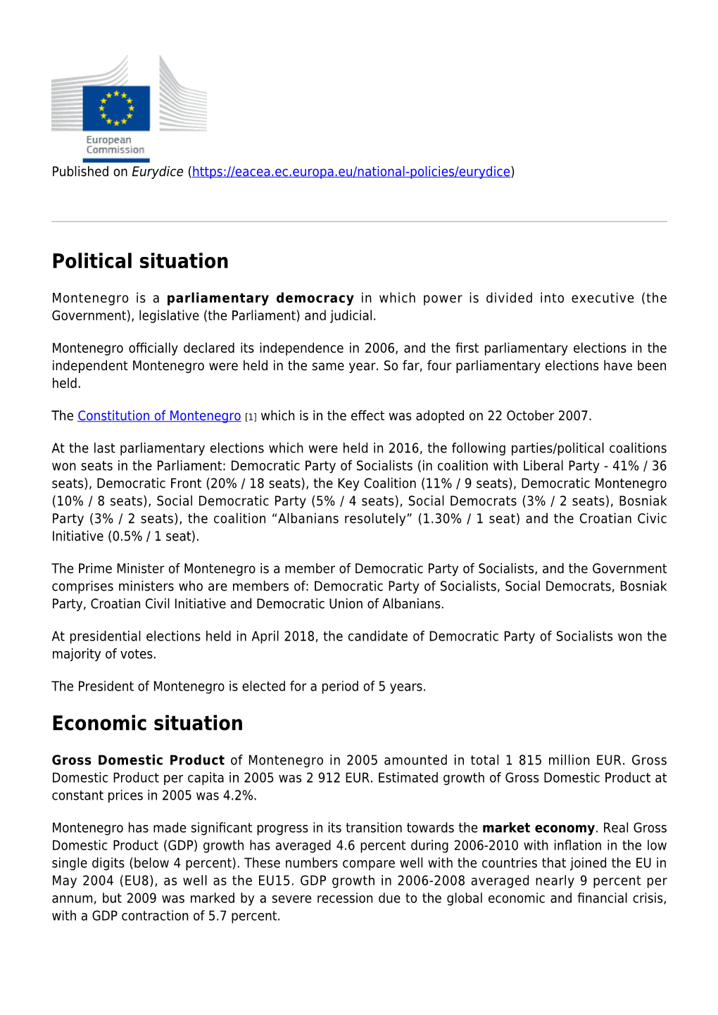 Political and Economic Situation