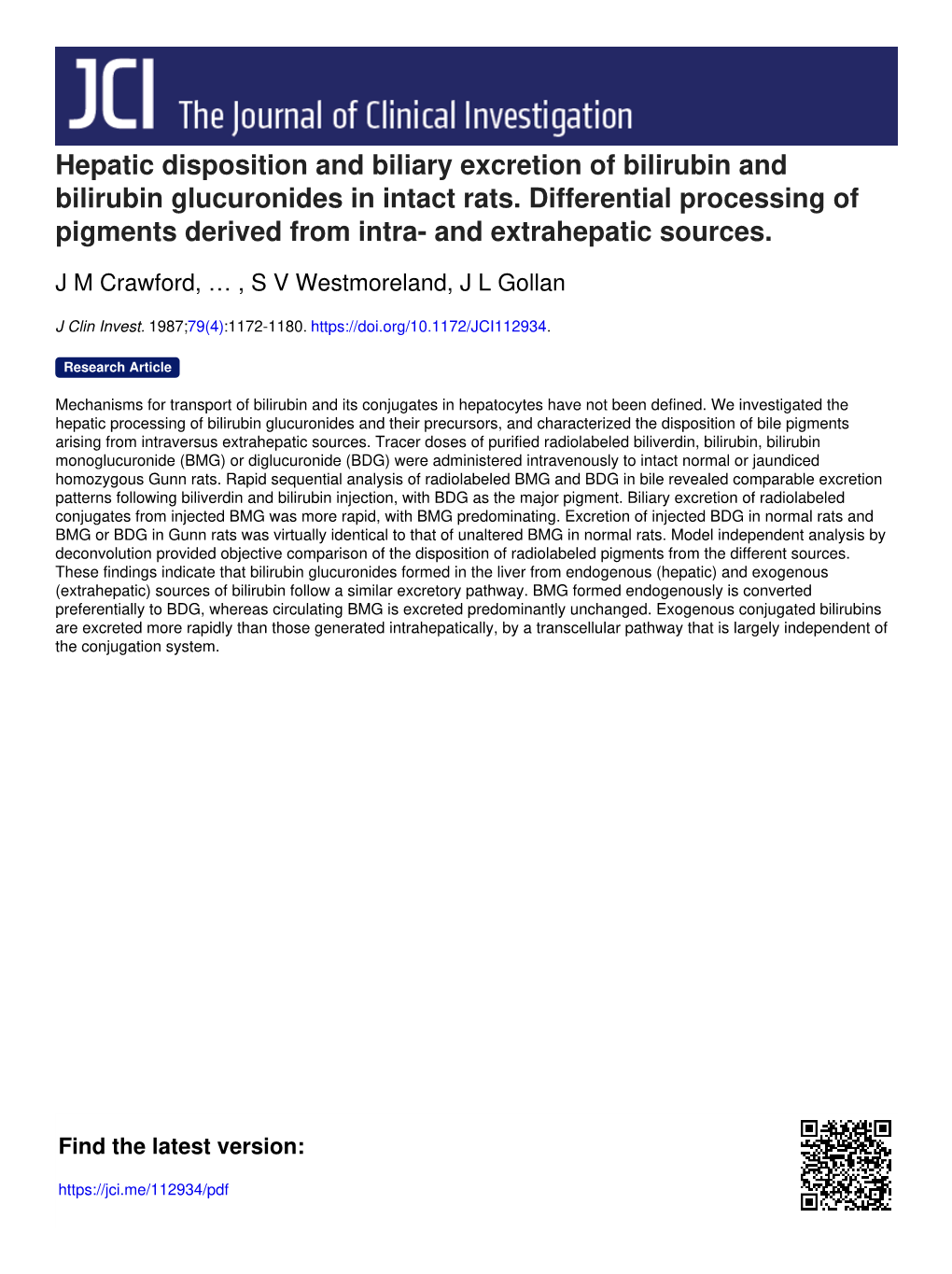 Hepatic Disposition and Biliary Excretion of Bilirubin and Bilirubin Glucuronides in Intact Rats