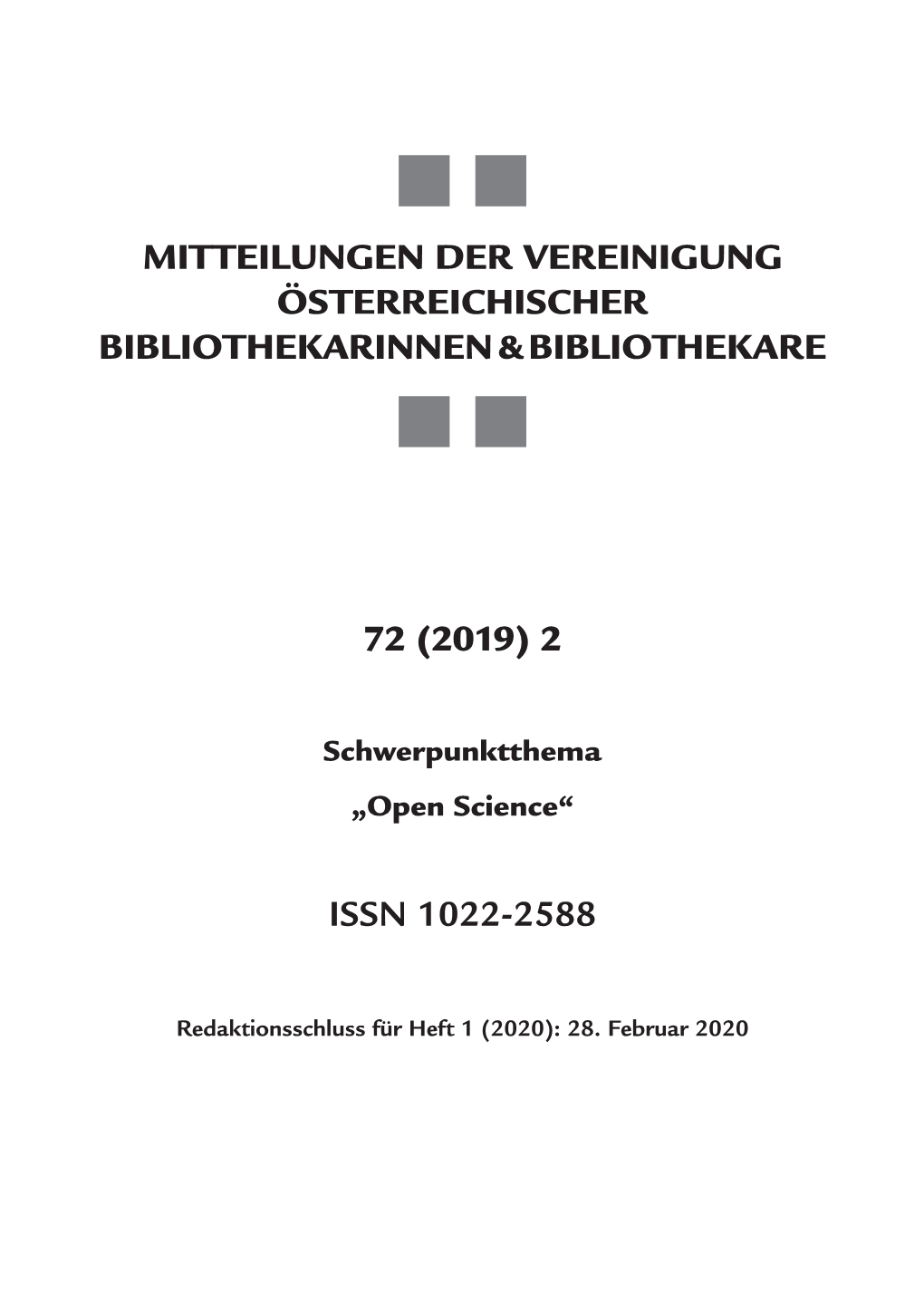 Mitteilungen Der Vereinigung Österreichischer Bibliothekarinnen & Bibliothekare  