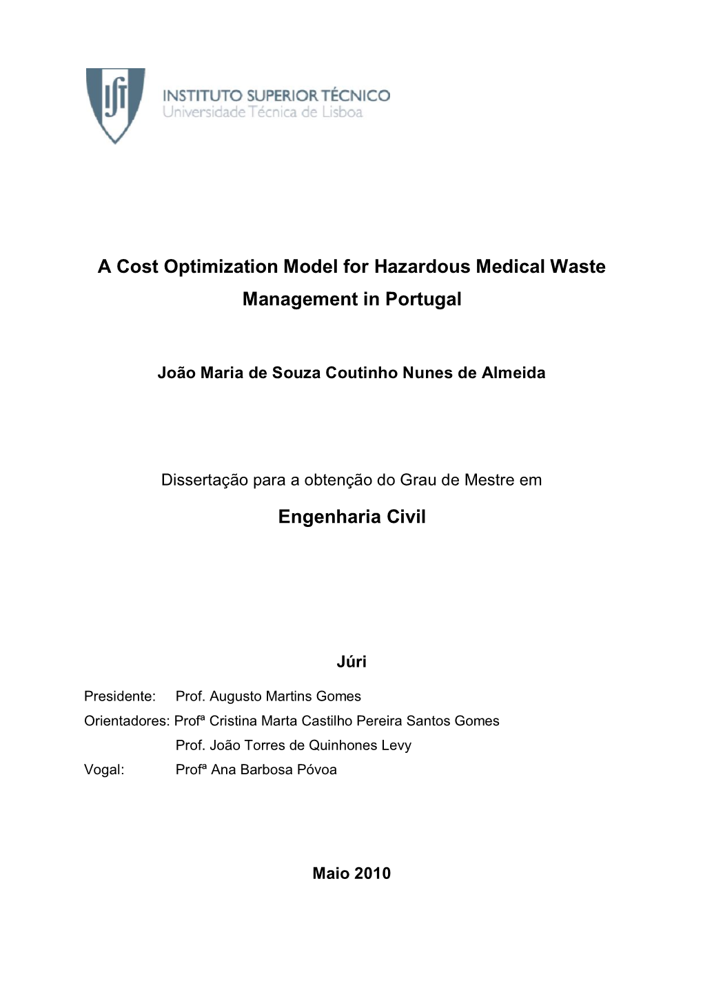 A Cost Optimization Model for Hazardous Medical Waste Management in Portugal