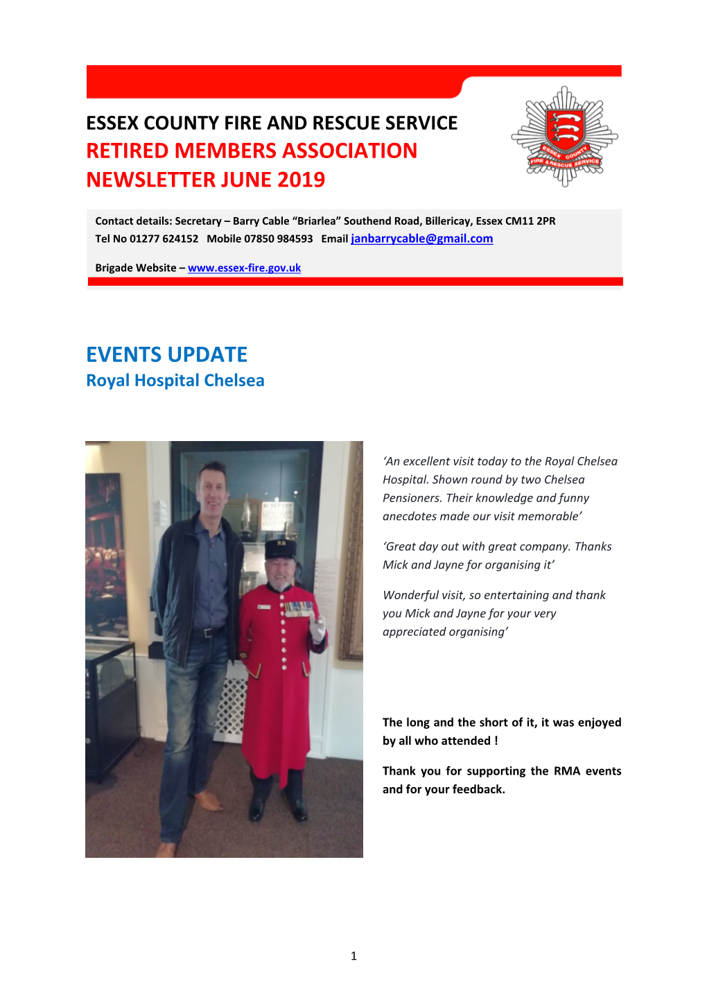 Retired Members Association Newsletter June 2019