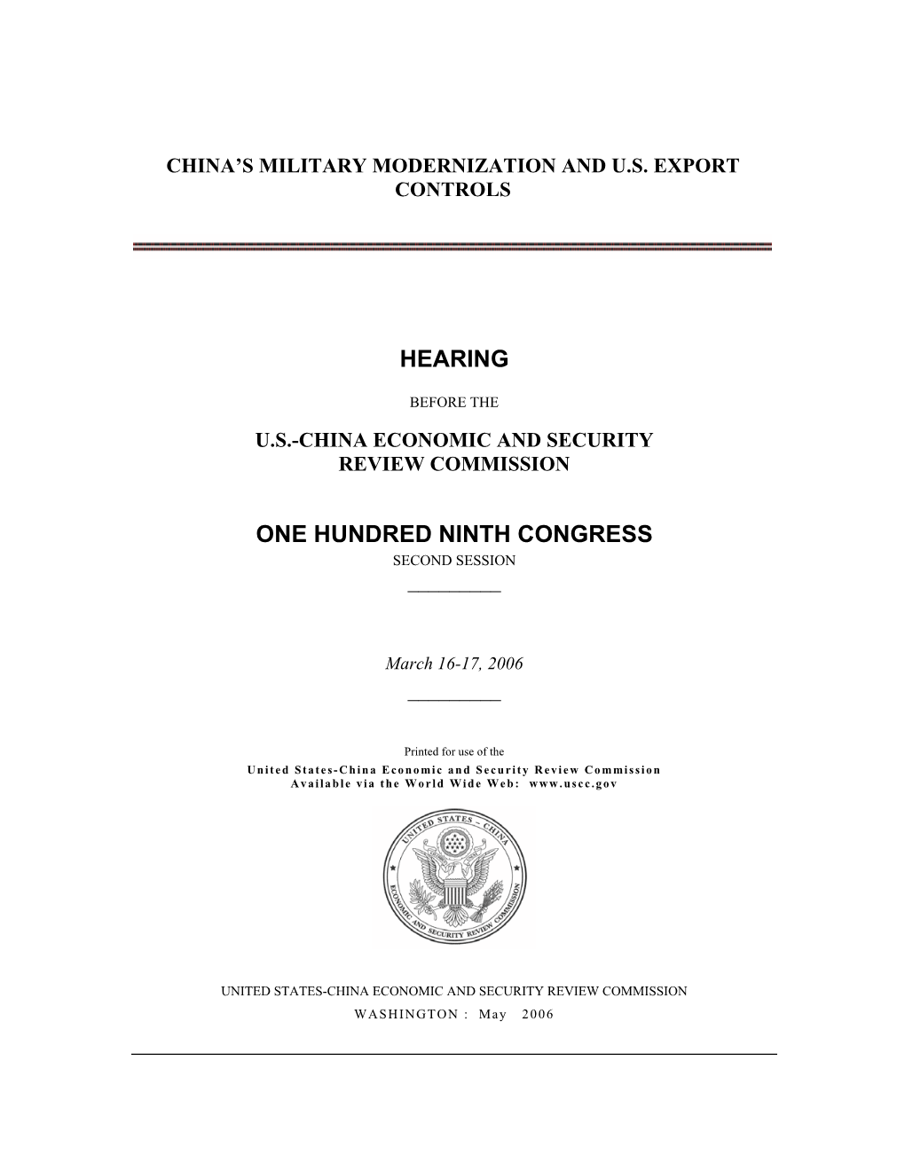Hearing One Hundred Ninth Congress