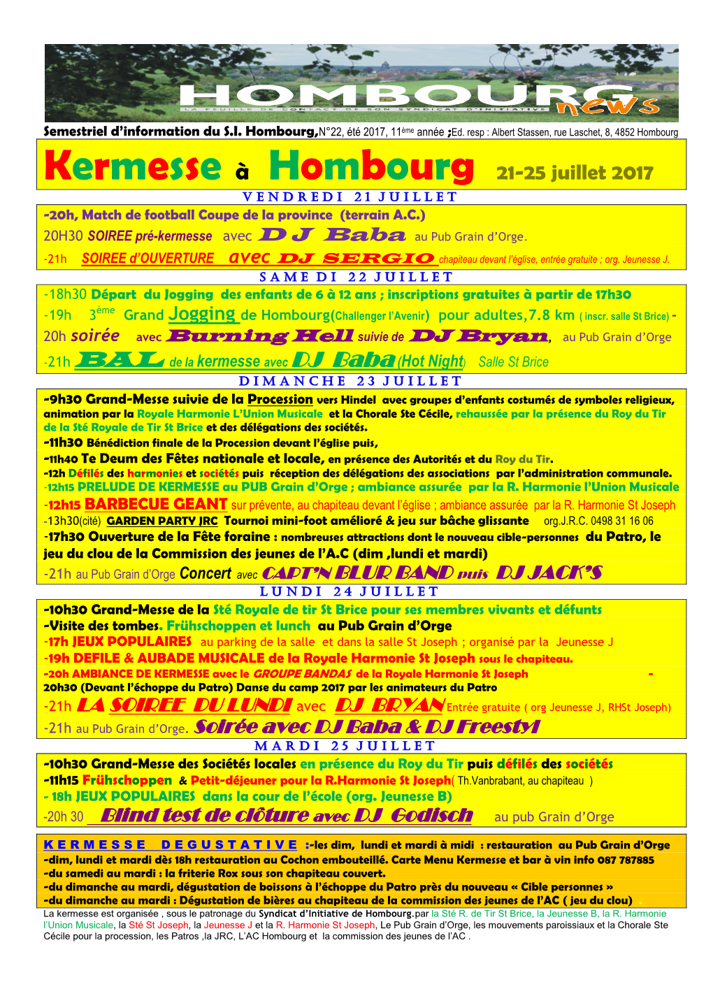 Kermesse À Hombourg 21-25 Juillet 2017