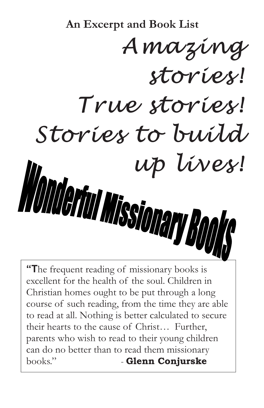 Wonderful Missionary Books