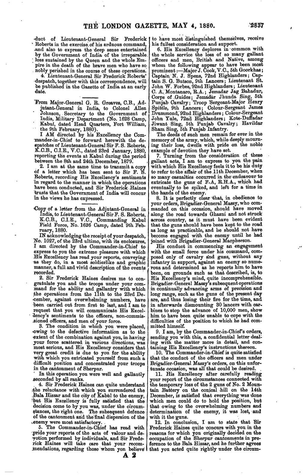 The London Gazette, May 4, 1880