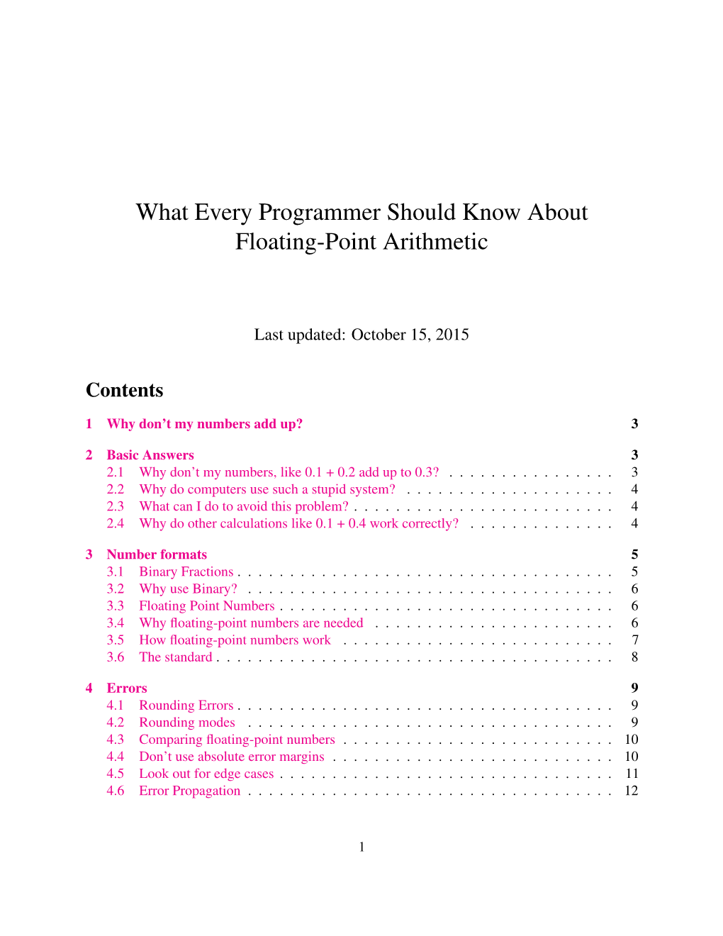 What Every Programmer Should Know About Floating-Point Arithmetic