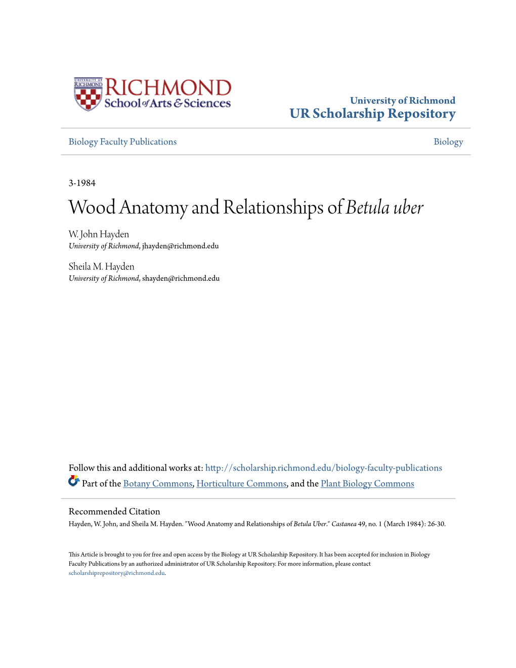 Wood Anatomy and Relationships of &lt;I&gt;Betula Uber&lt;/I&gt;