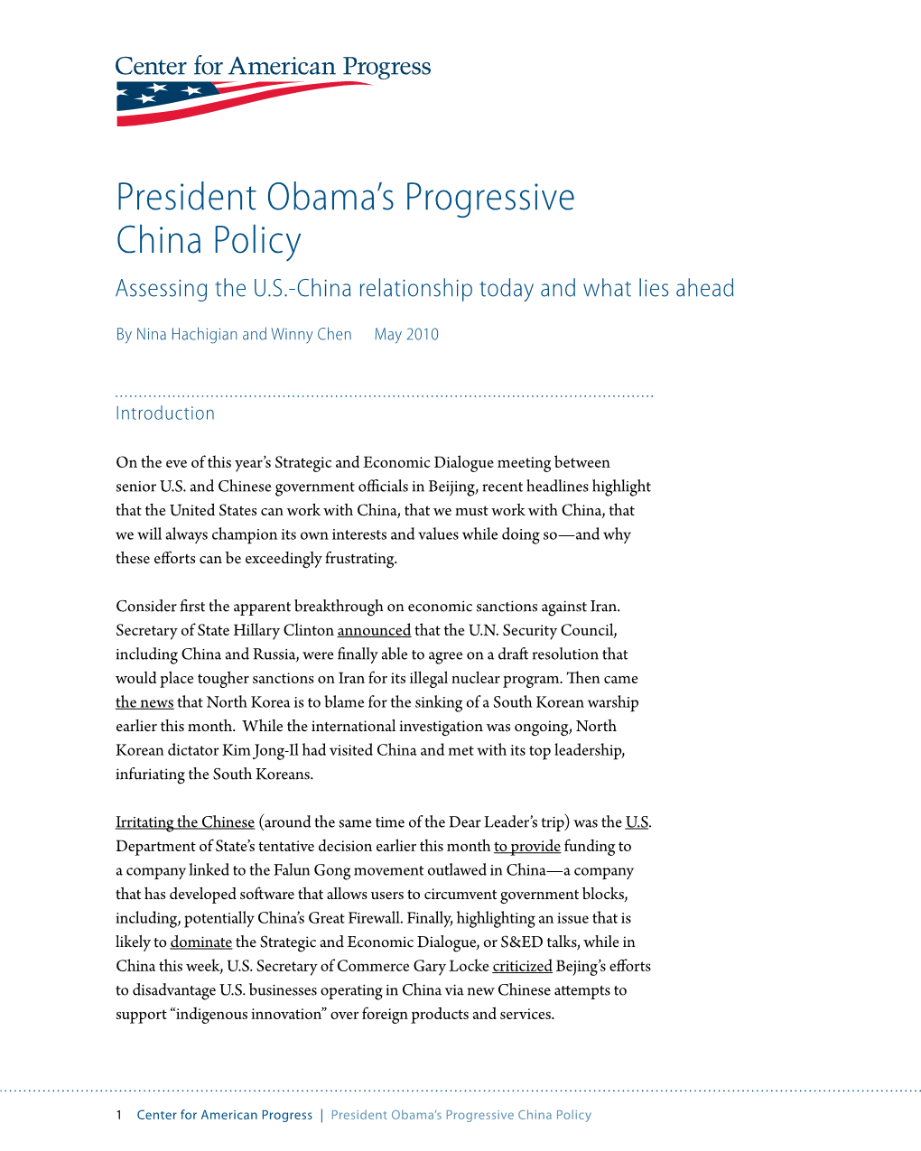 President Obama's Progressive China Policy