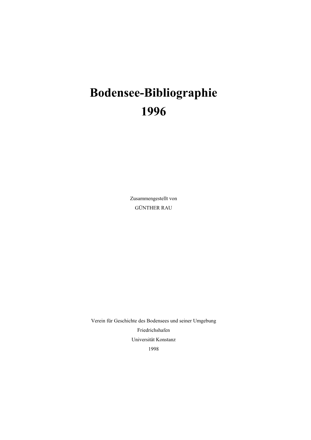 Bodensee-Bibliographie 1996