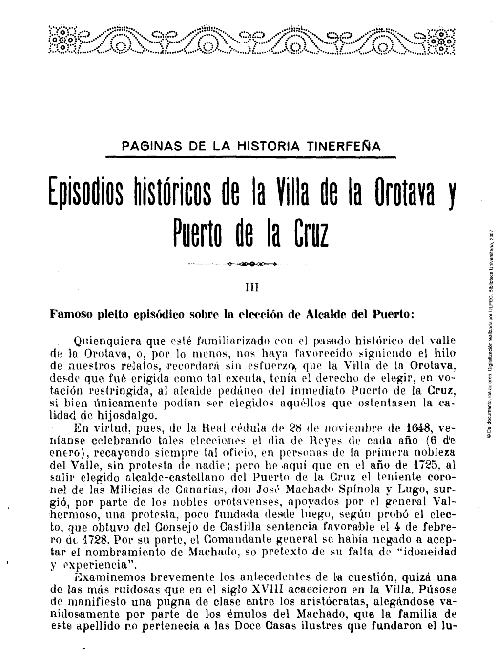 Episodios Históricos De La Villa De La Orotava Y Puerto De La Cruz