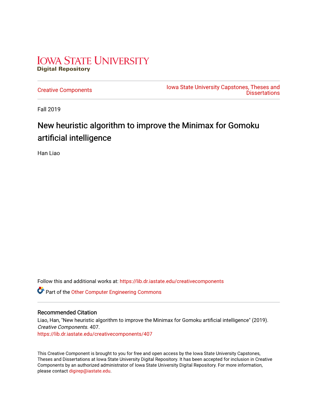 New Heuristic Algorithm to Improve the Minimax for Gomoku Artificial Intelligence