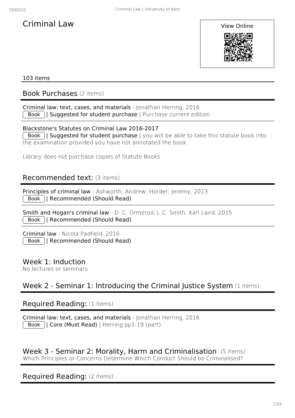 Criminal Law | University of Kent