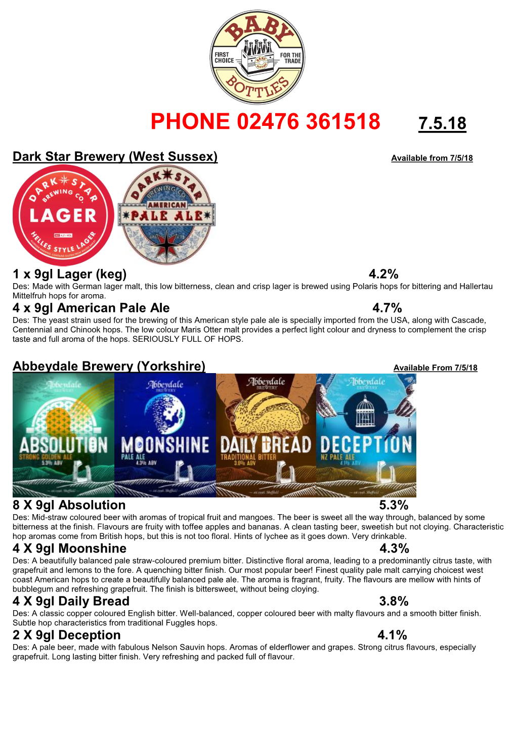 Cask Ale Bottles (500Ml)