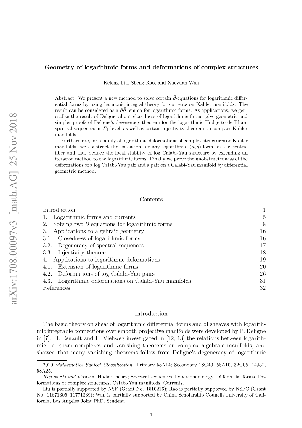 Arxiv:1708.00097V3 [Math.AG]