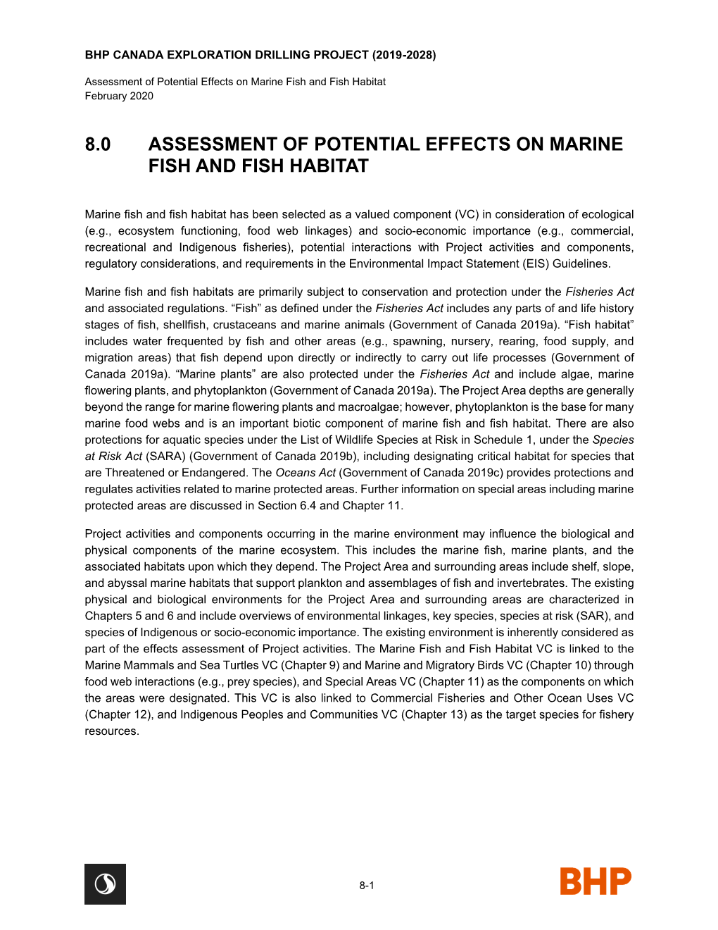 8.0 Assessment of Potential Effects on Marine Fish and Fish Habitat