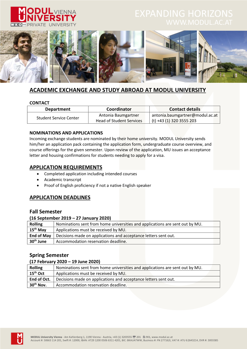 Academic Exchange and Study Abroad at Modul University