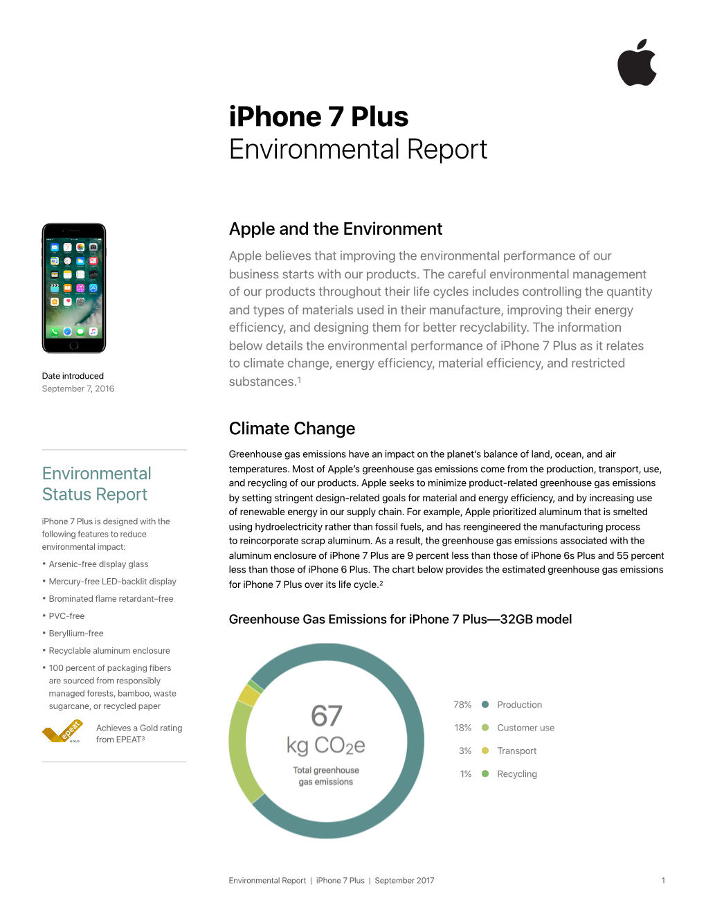 Iphone 7 Plus Environmental Report