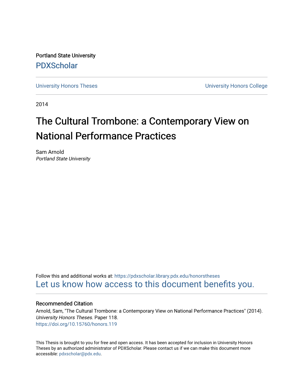 The Cultural Trombone: a Contemporary View on National Performance Practices