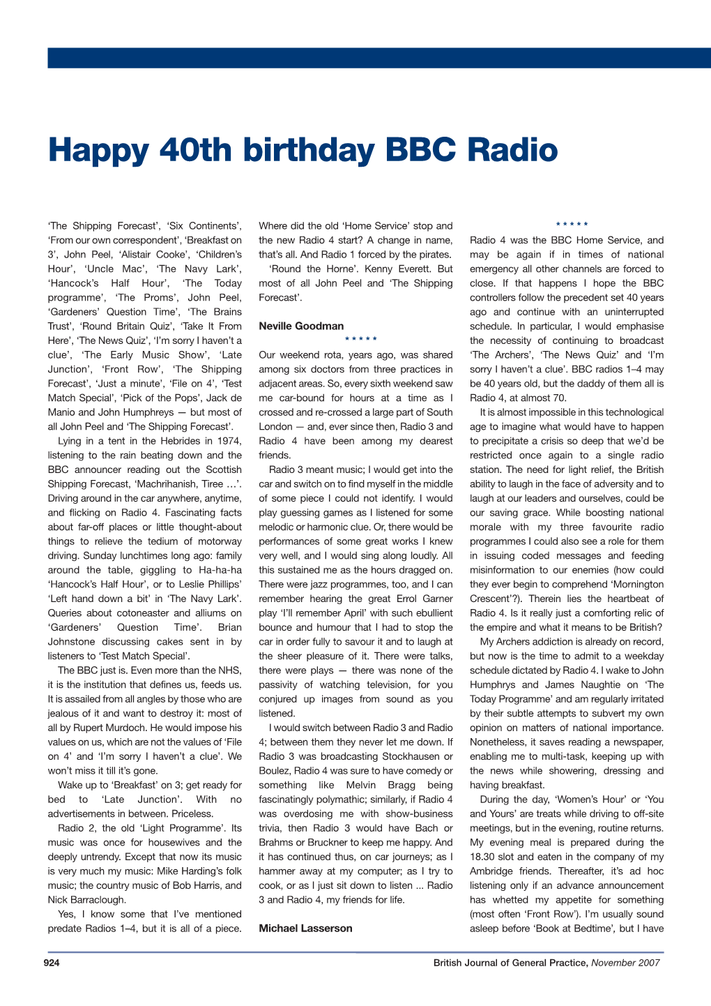 Happy 40Th Birthday BBC Radio