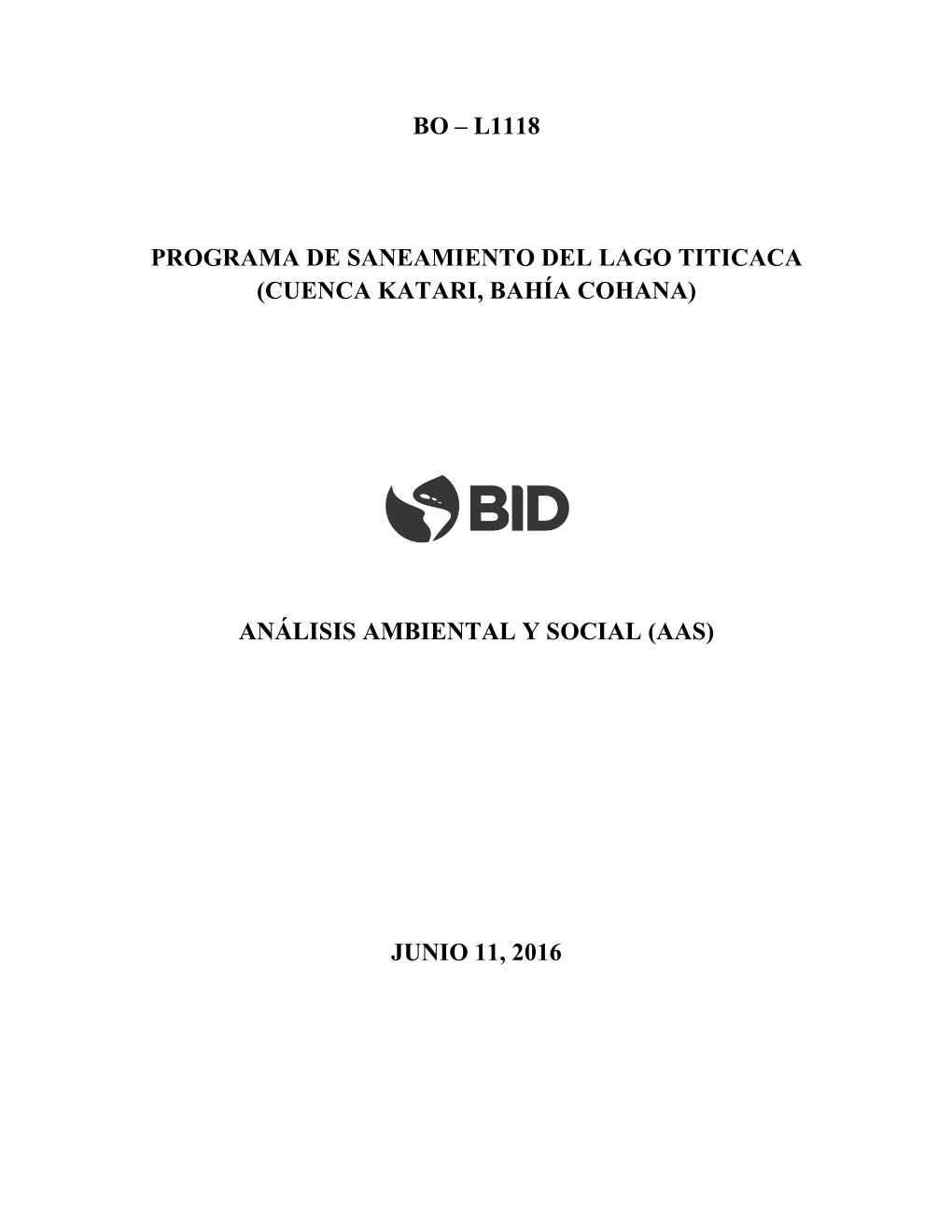 L1118 Programa De Saneamiento Del Lago Titicaca