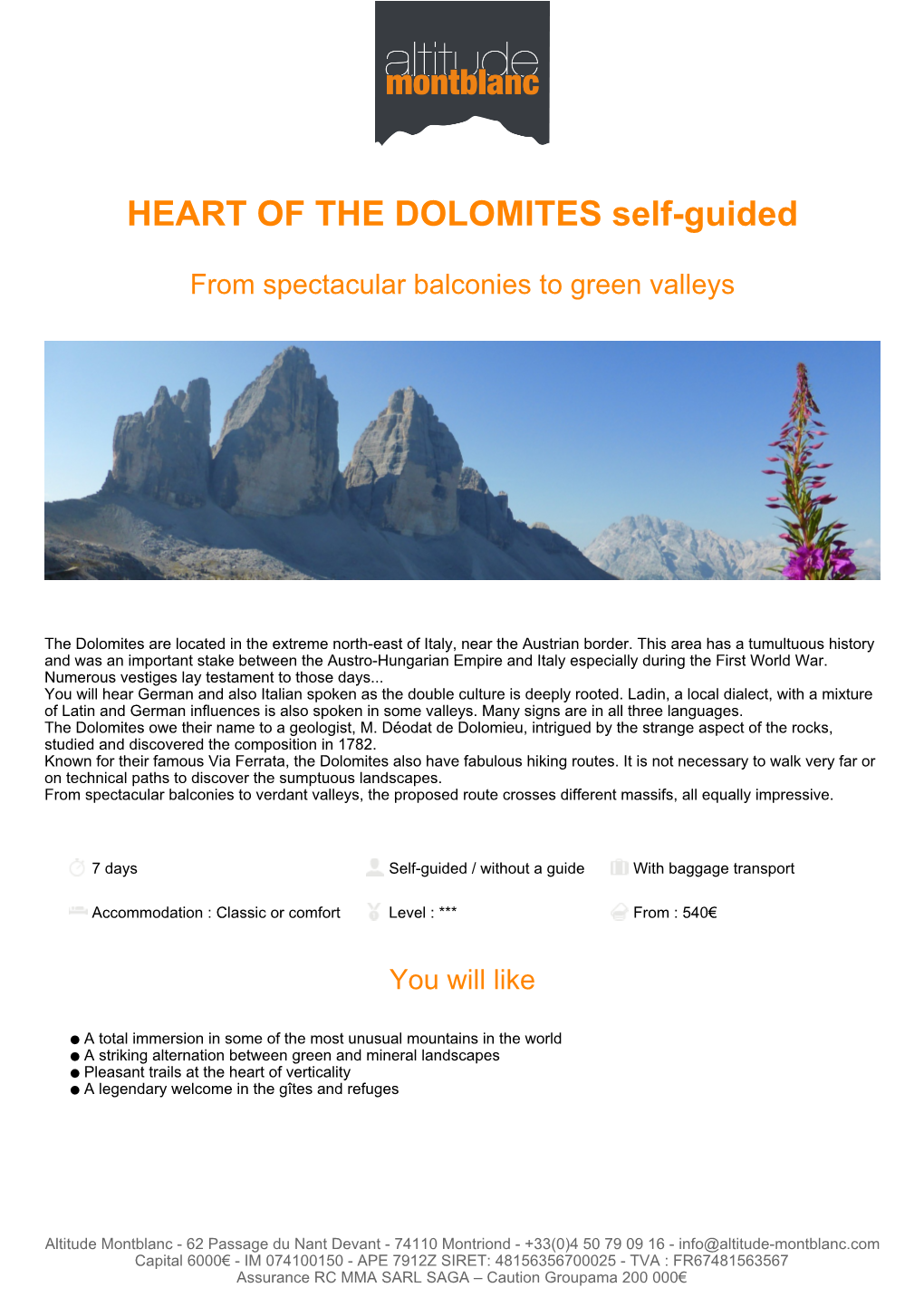 HEART of the DOLOMITES Self-Guided