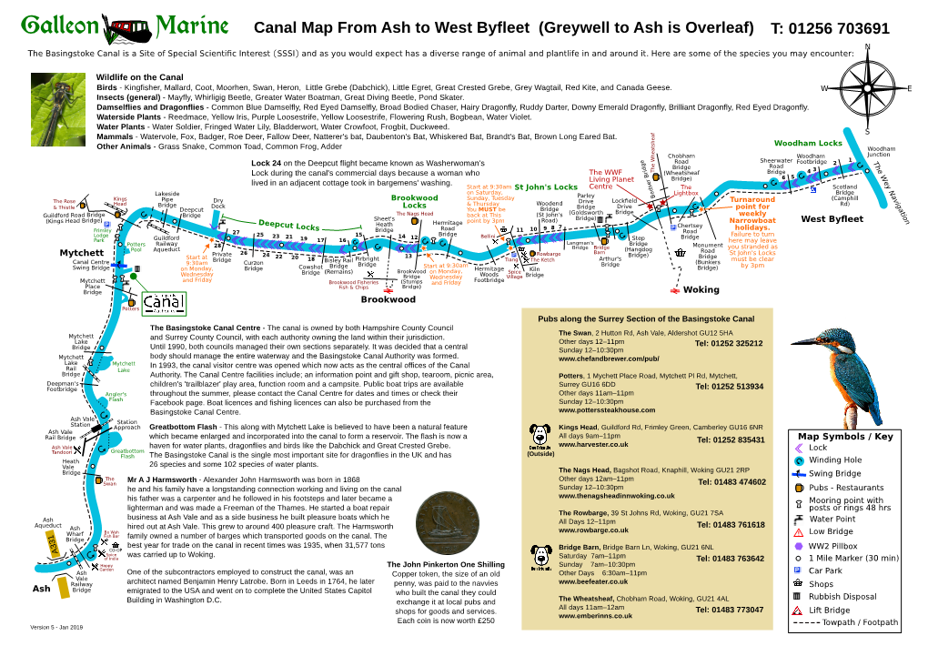 Canal Map from Ash to West Byfleet
