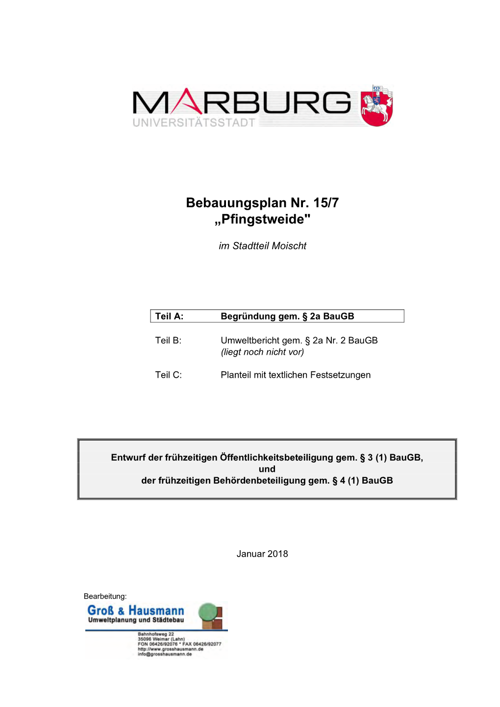 Bebauungsplan Nr. 15/7 „Pfingstweide