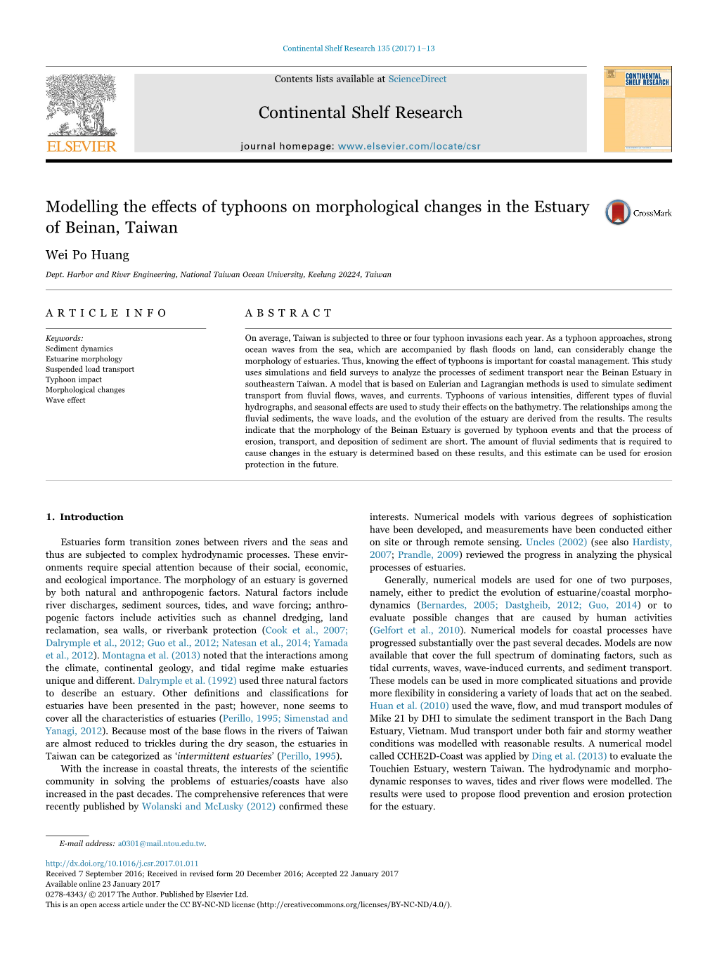 Modelling the Effects of Typhoons on Morphological Changes in The