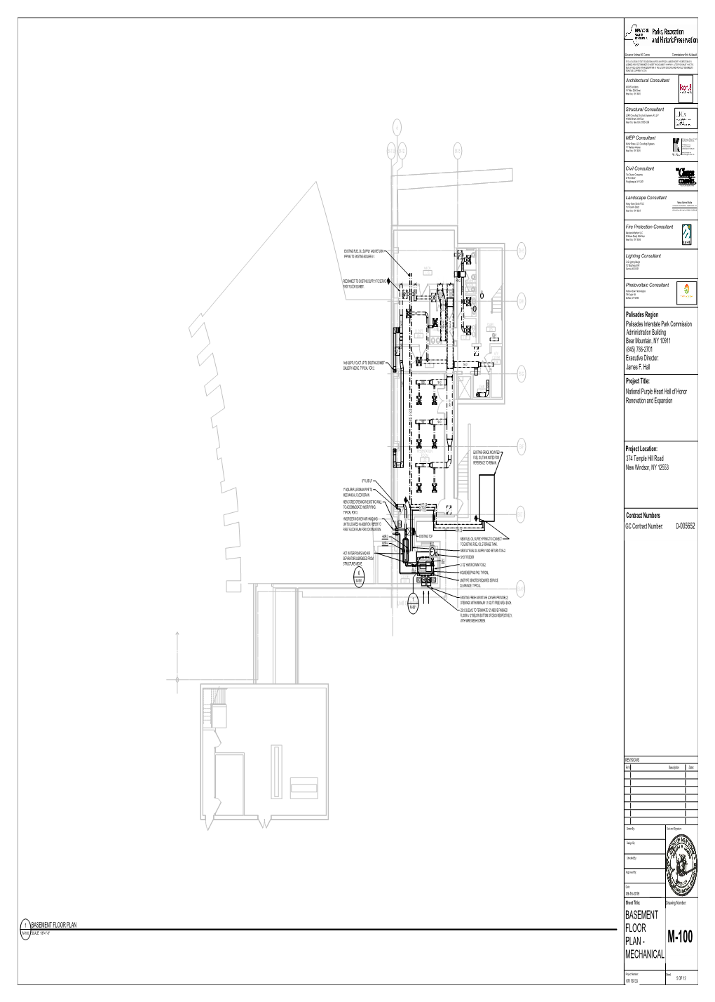 Basement Floor Plan Floor M-100 Scale: 1/8"=1'-0" M-100 Plan - Fmd Mechanical