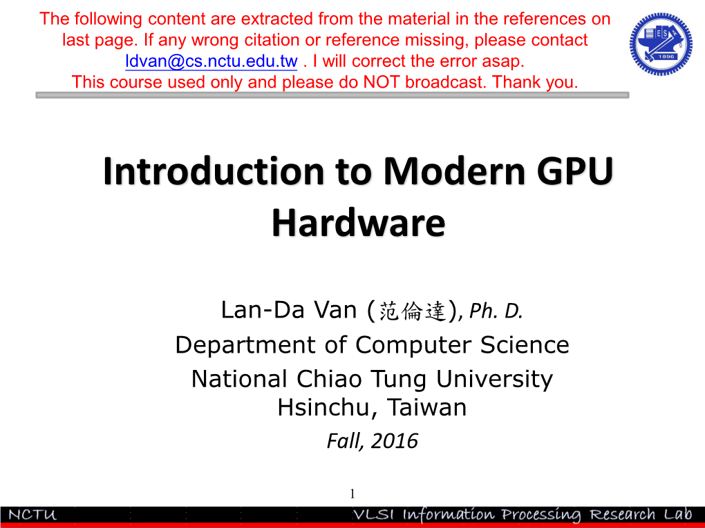 Introduction to Modern GPU Hardware