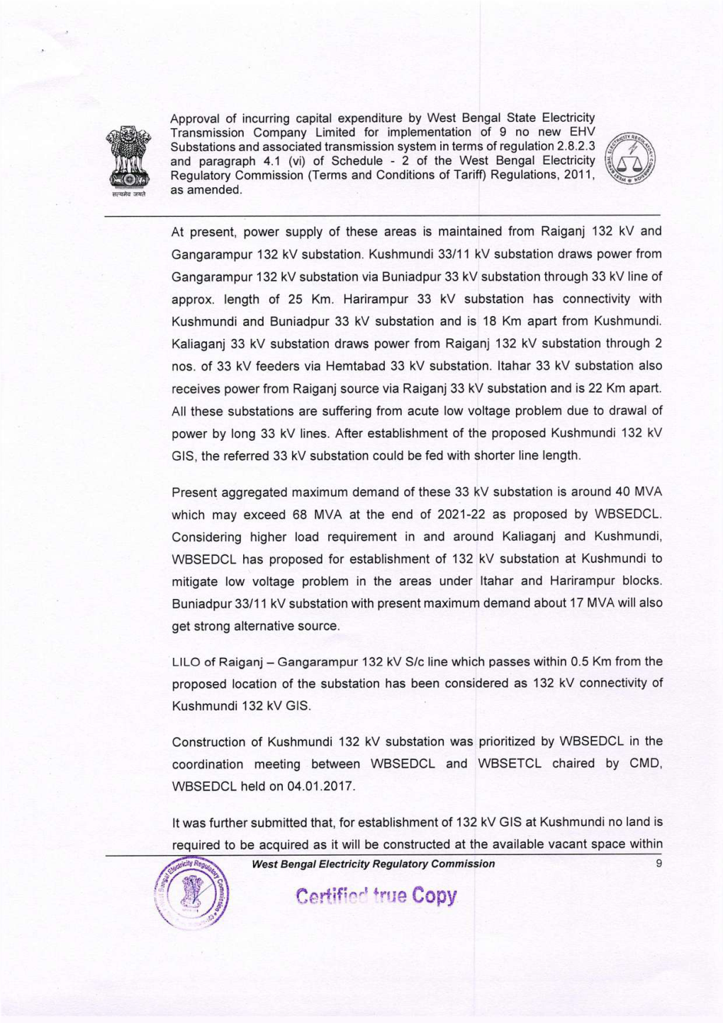 Approval of Incurring Capital Expenditure by West Bengal State