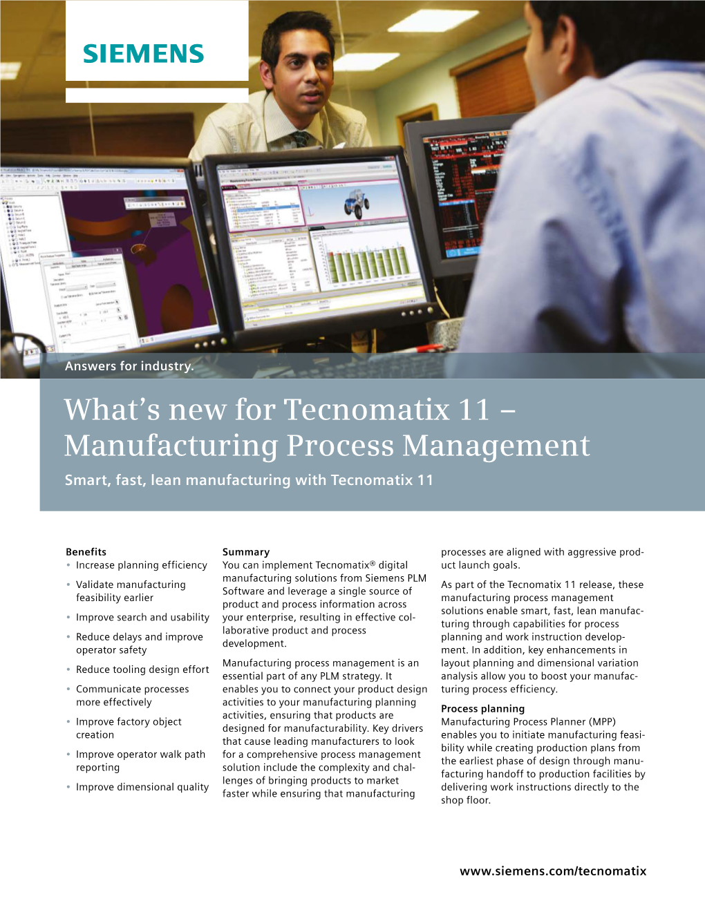 Tecnomatix 11 – Manufacturing Process Management Smart, Fast, Lean Manufacturing with Tecnomatix 11