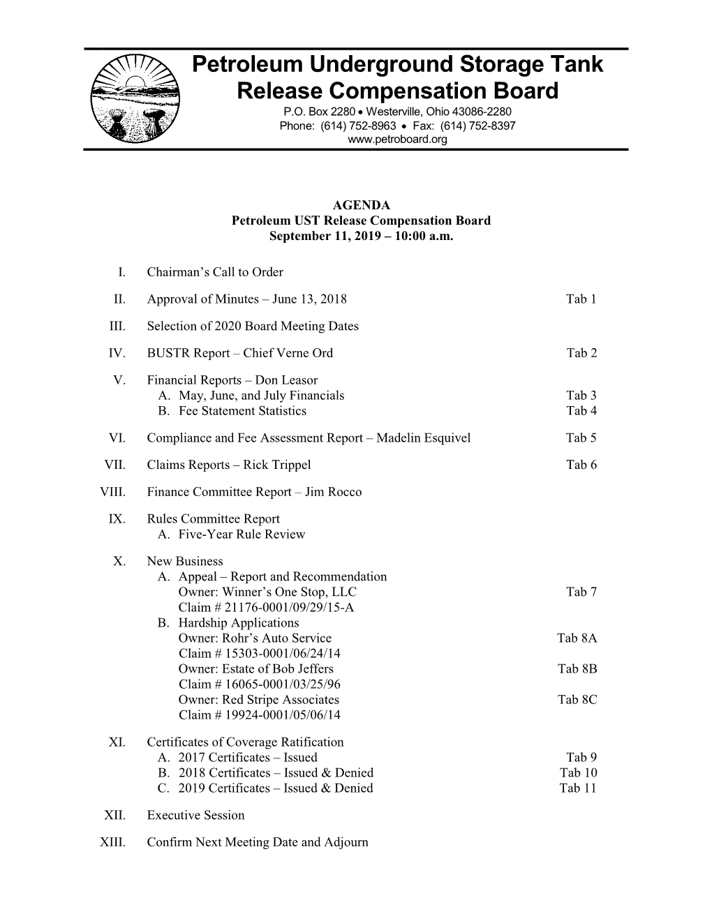 Ohio Petroleum Underground Storage Tank Release Compensation Board