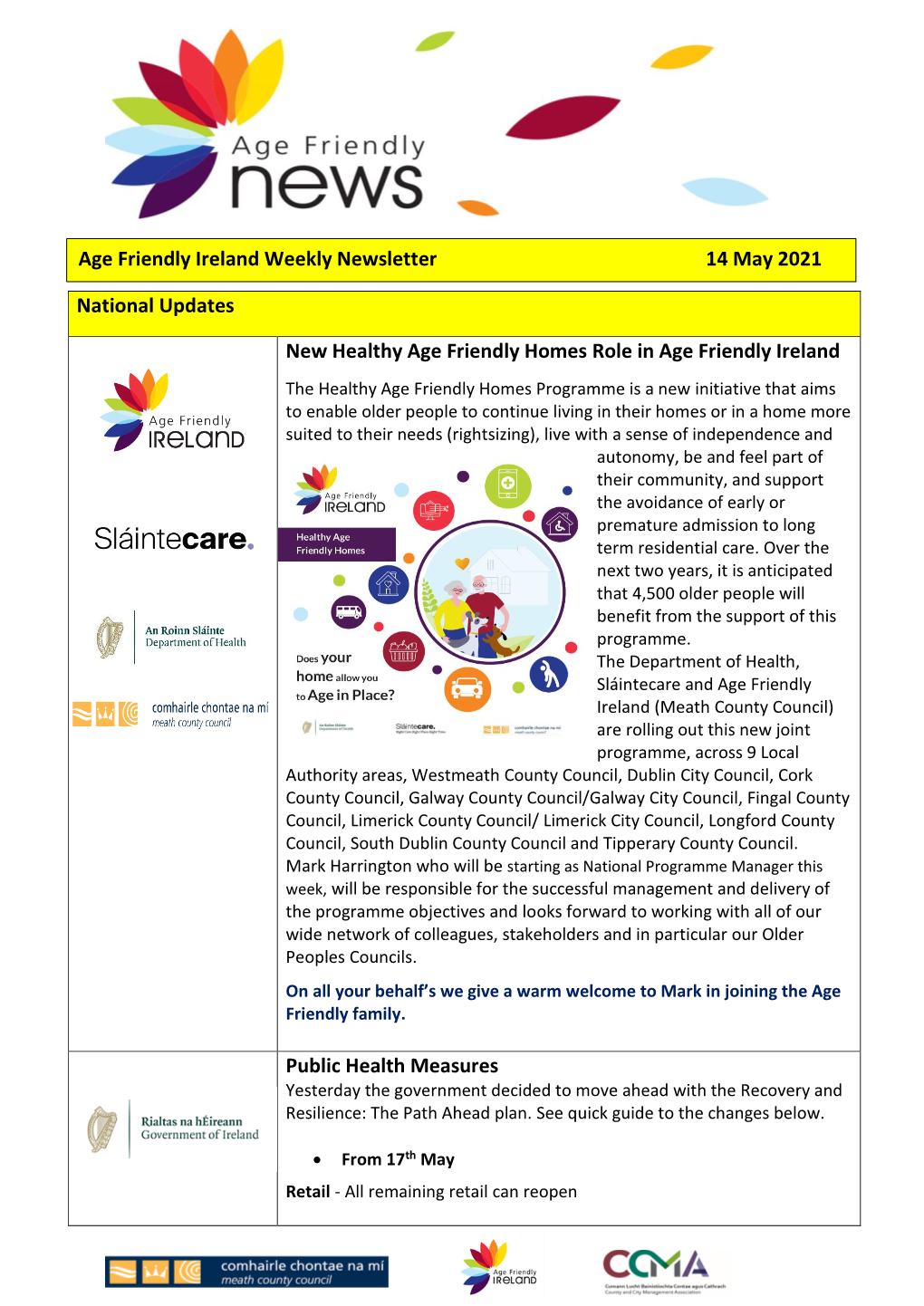 Age Friendly Ireland Weekly Newsletter 14 May 2021