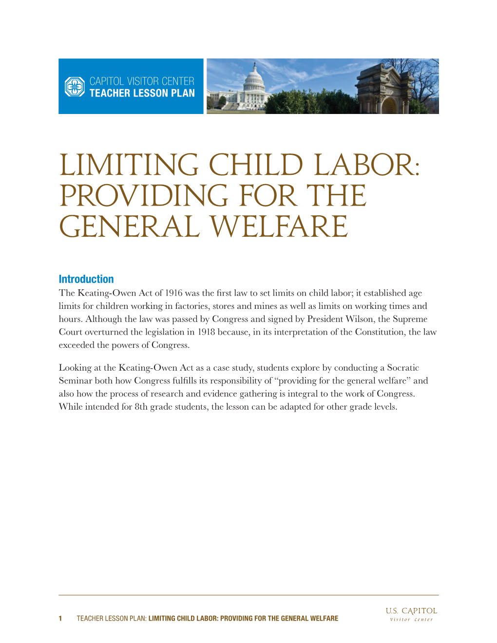 Limiting Child Labor: Providing for the General Welfare