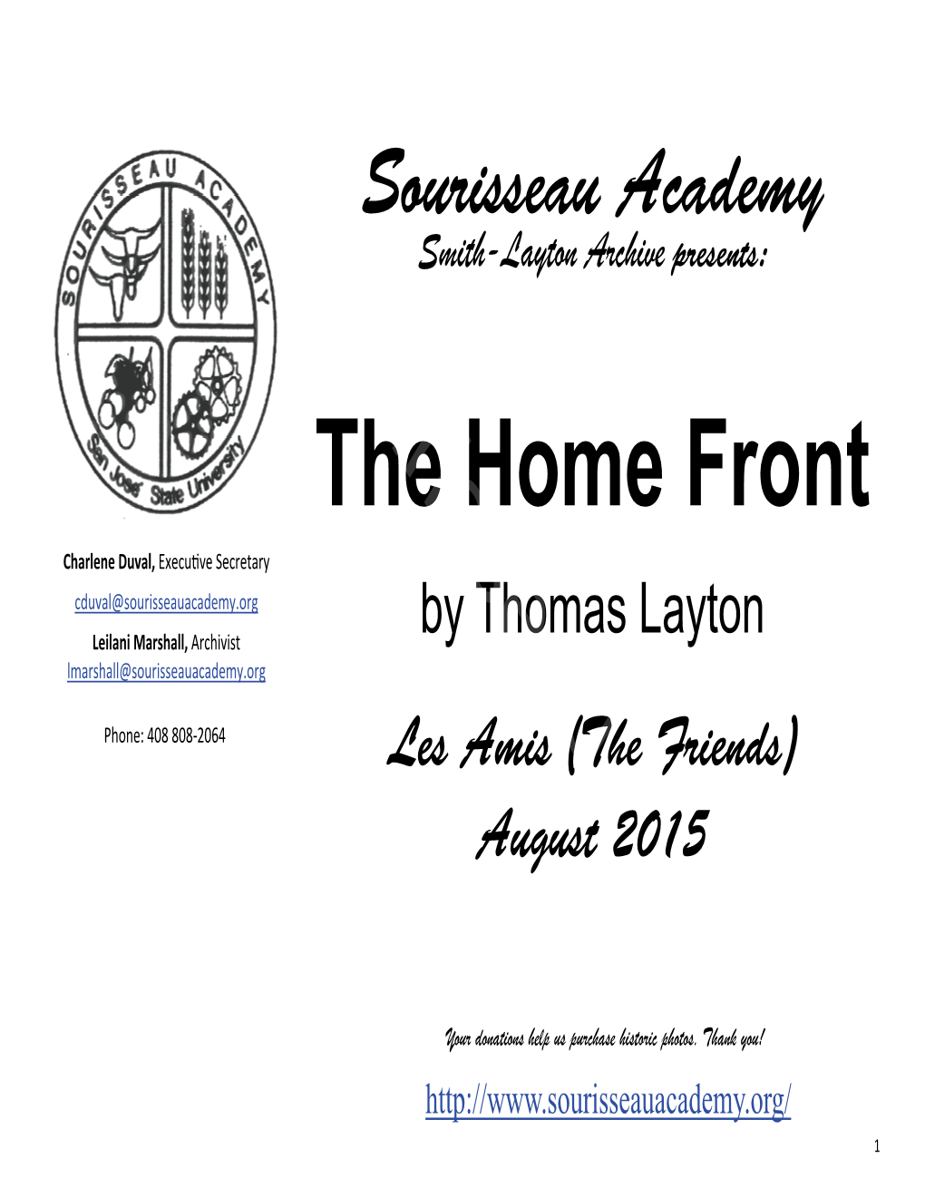 Sourisseau Academy Smith-Layton Archive Presents: the Home Front