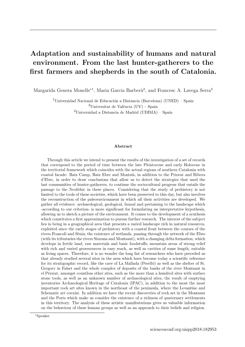 Adaptation and Sustainability of Humans and Natural Environment