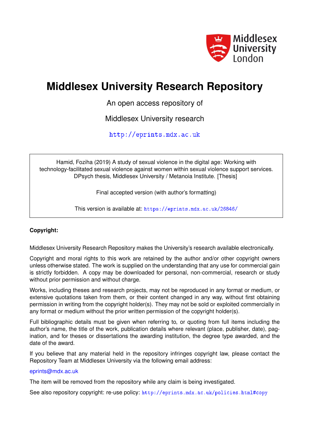 A Study of Sexual Violence in the Digital Age: Working with Technology-Facilitated Sexual Violence Against Women Within Sexual Violence Support Services