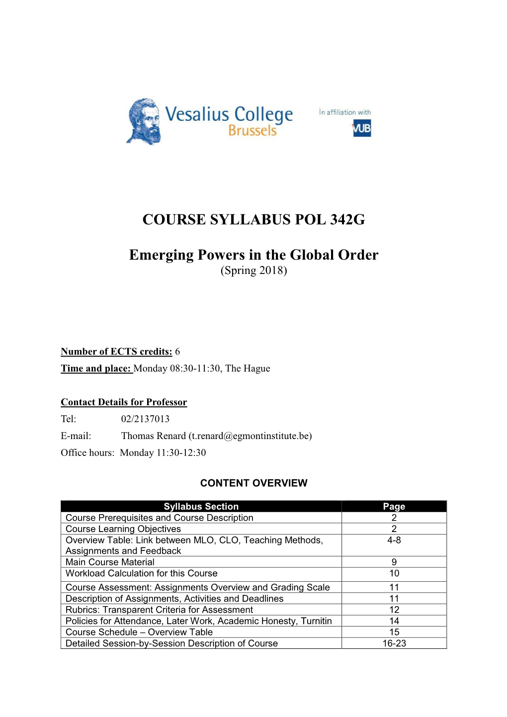 COURSE SYLLABUS POL 342G Emerging Powers in the Global Order