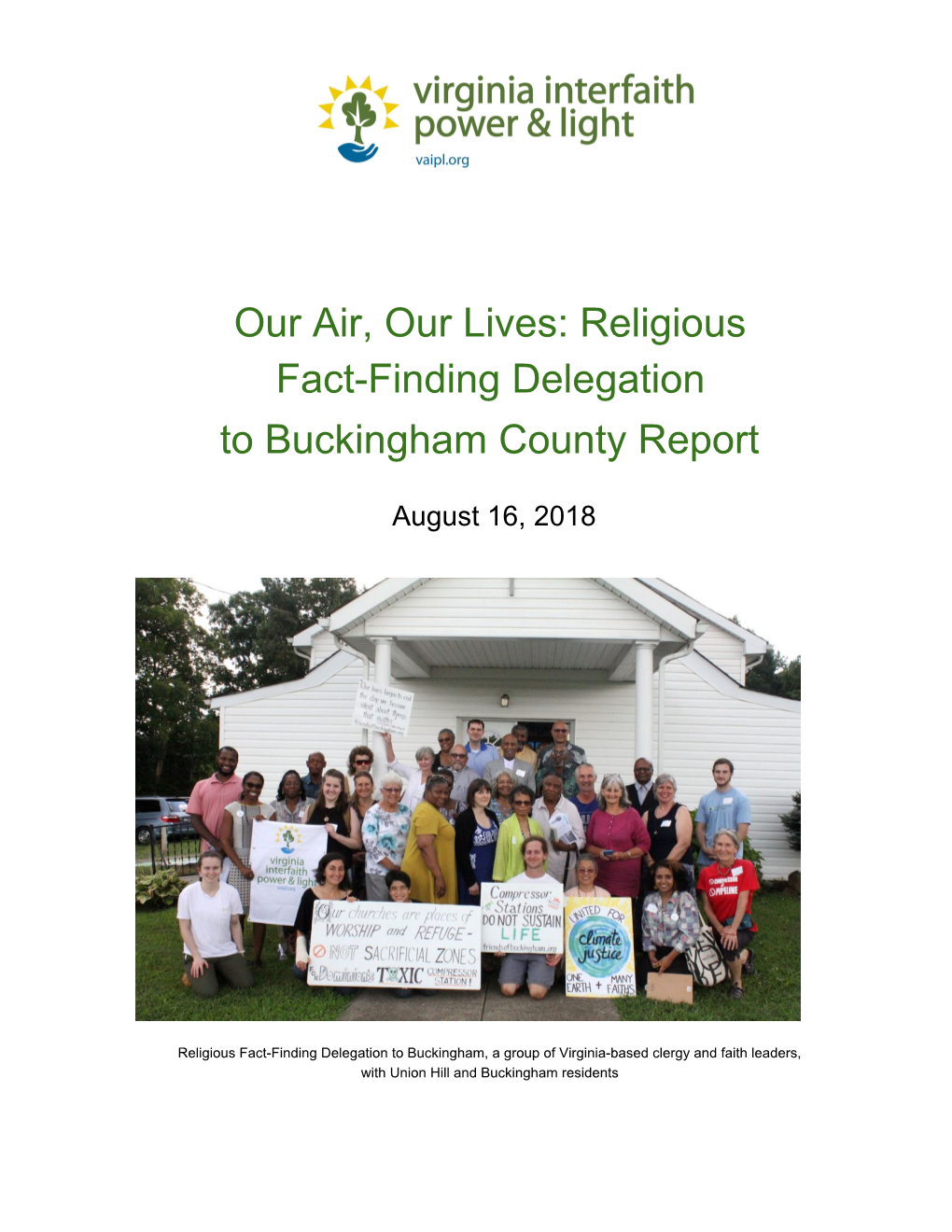 Report – Our Air, Our Lives: Religious Fact-Finding Delegation to Buckingham County