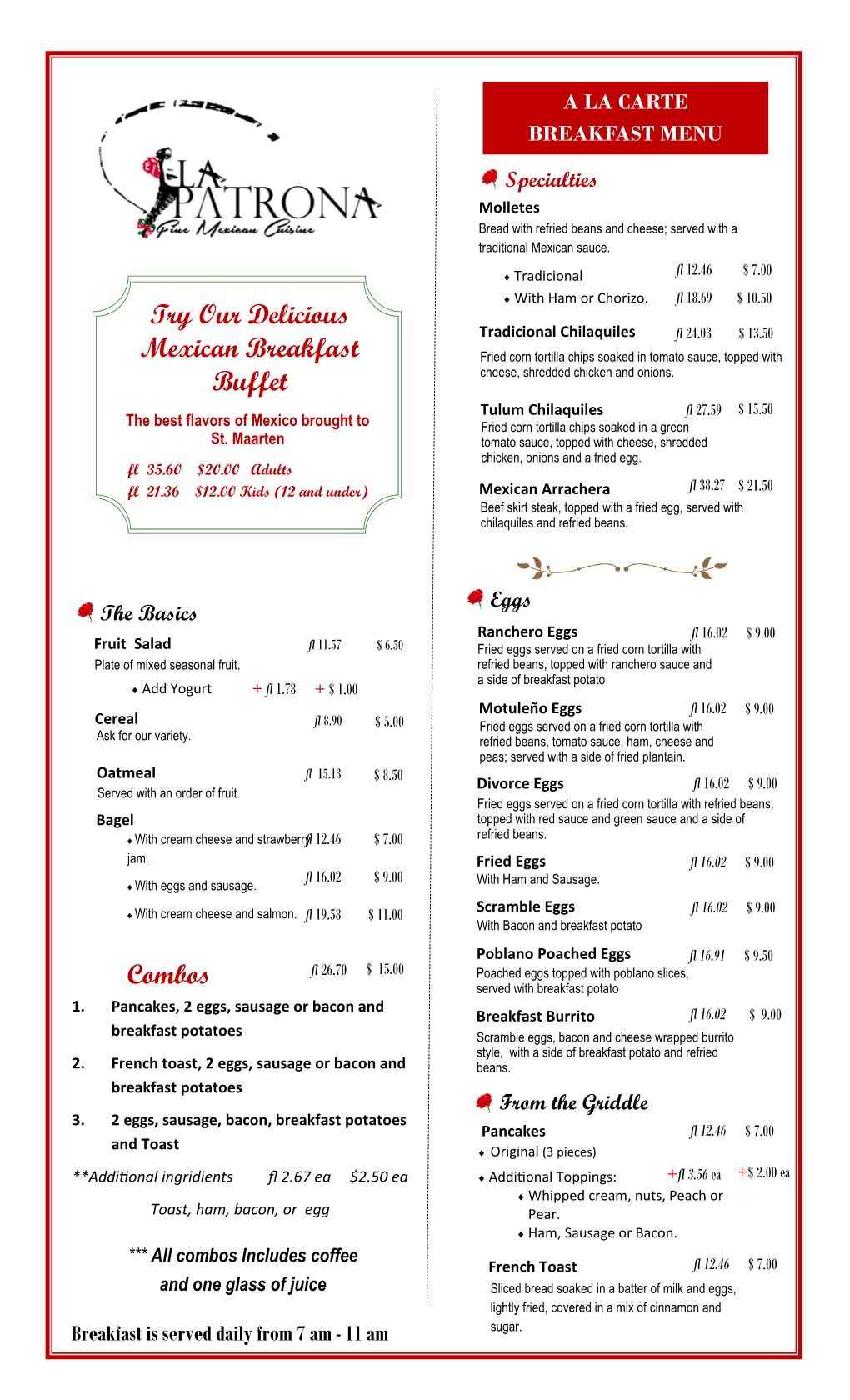 Breakfast Menu March 2018