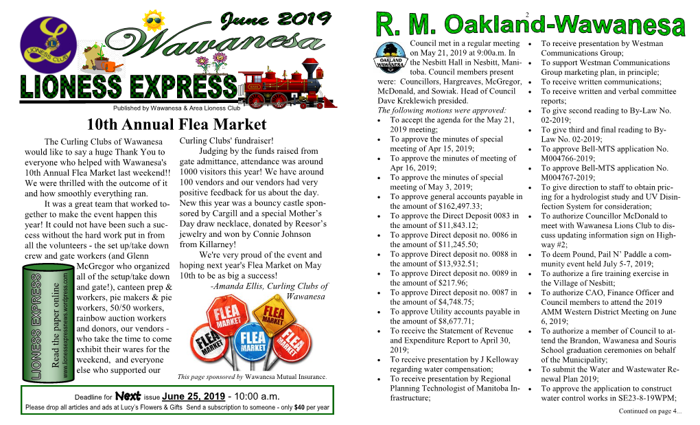 Wawanesa Medical Clinic June 2019 LIONESS EXPRESS