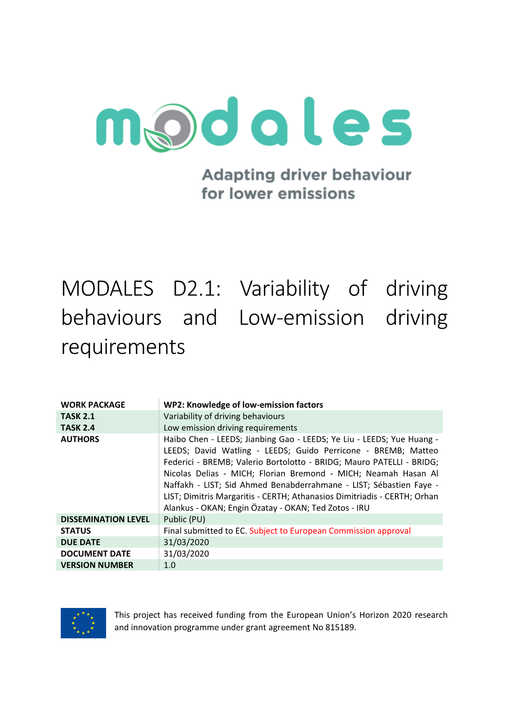 Variability of Driving Behaviours and Low-Emission Driving Requirements