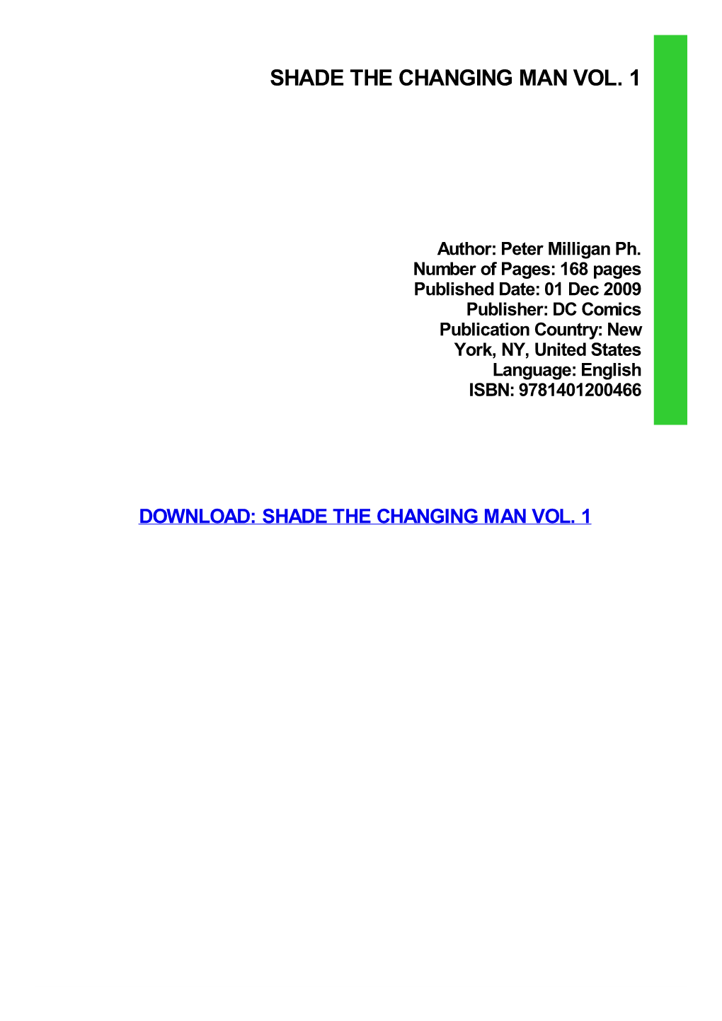 PDF Download Shade the Changing Man Vol. 1