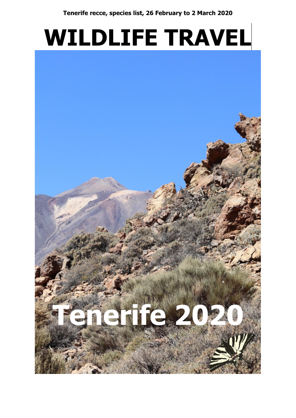 Wildlife Travel Tenerife 2020