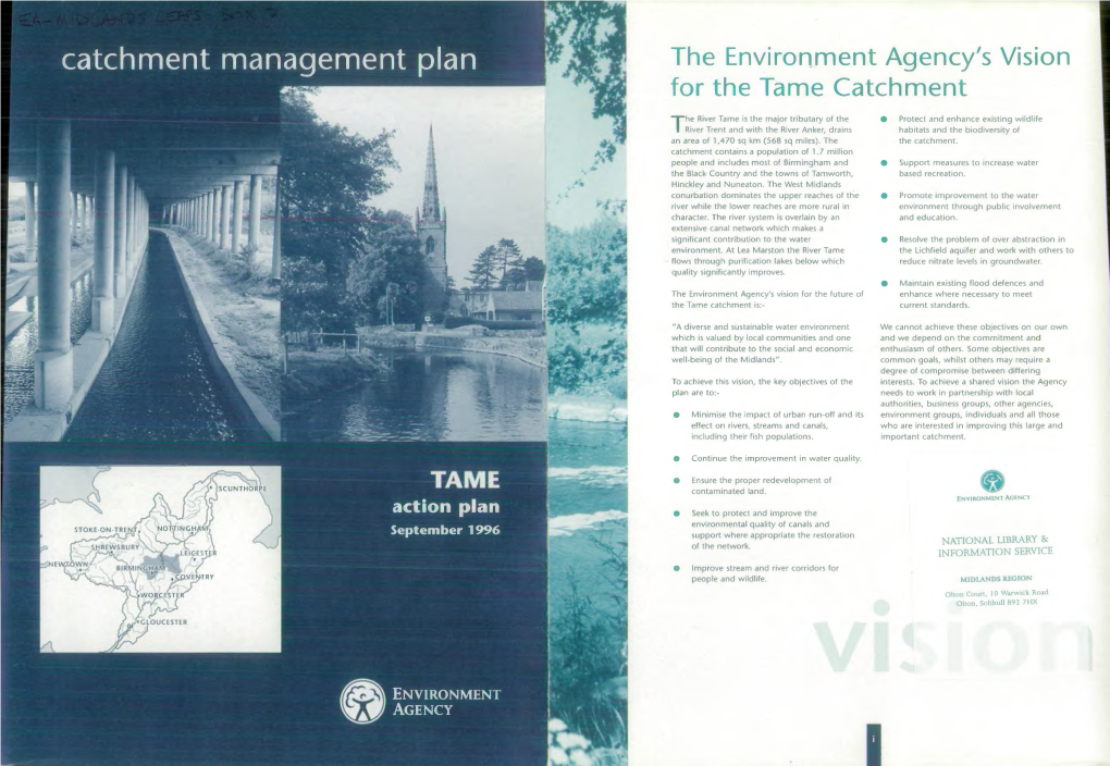 Catchment Management Plan the Environment Agency's Vision for the Tame Catchment