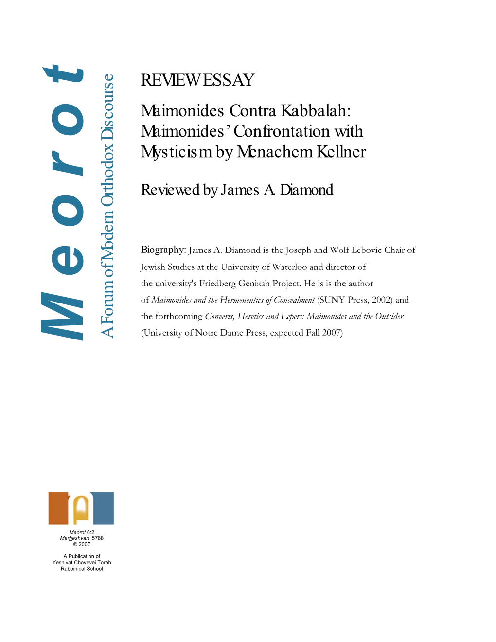 Maimonides' Confrontation with Mysticism by Menachem Kellner